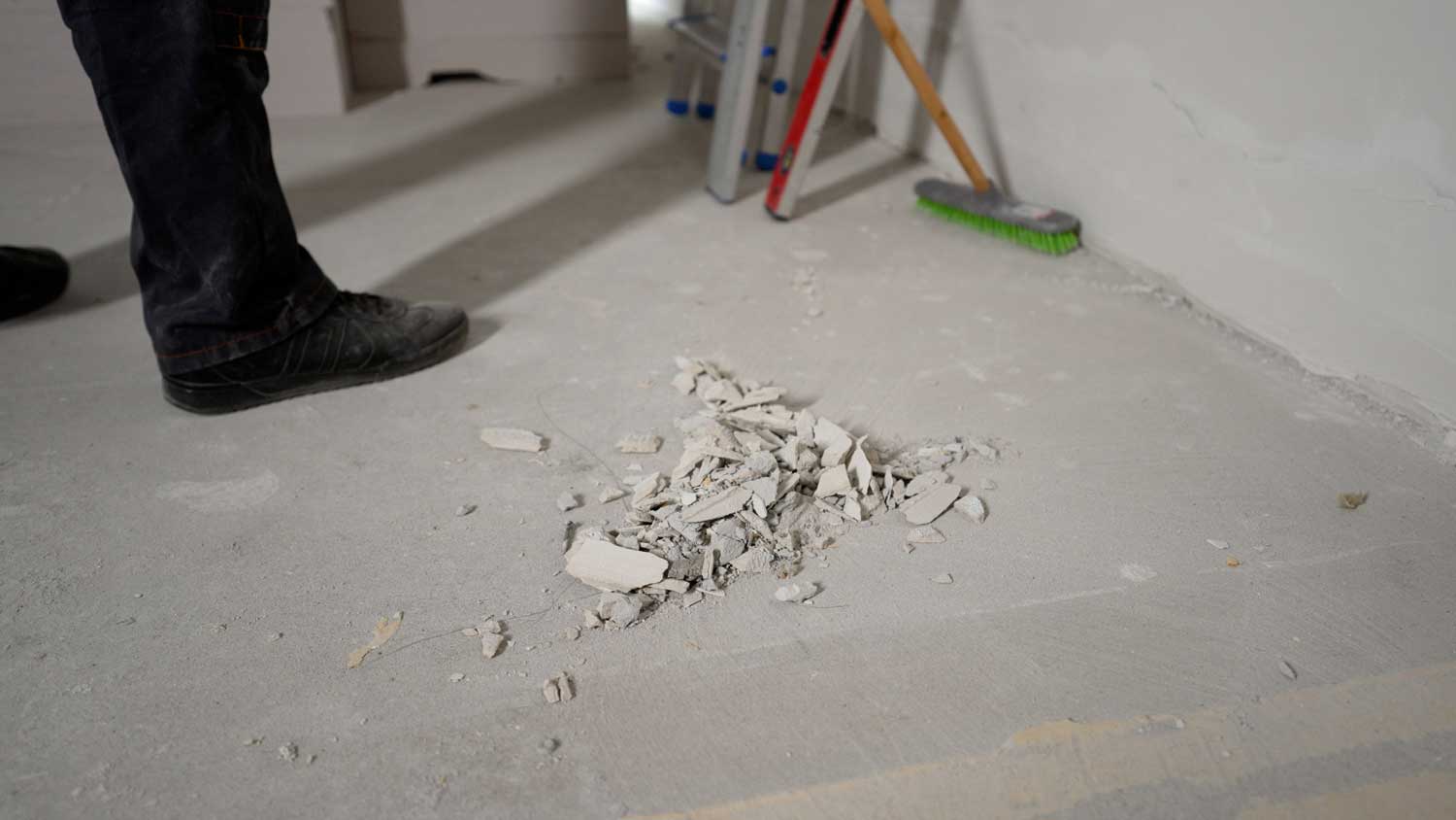 Post-construction debris removal in progress
